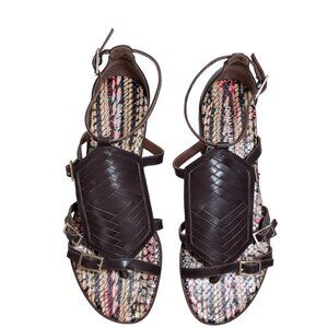 Donald J Pliner Women's Leather T-Strap Thong Flat Buckle Sandals - Sz 8.5M